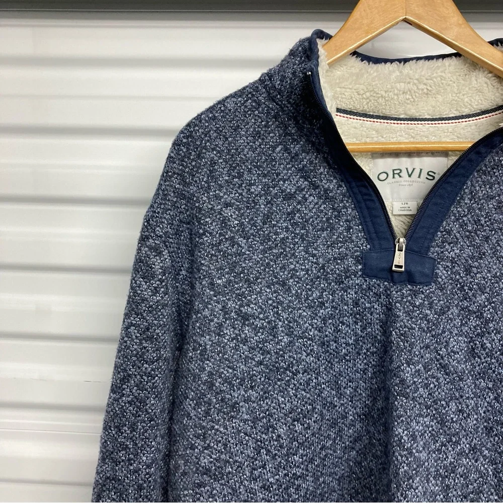 Orvis Heathered Blue Zip-Up Sweater - Picture 4 of 13